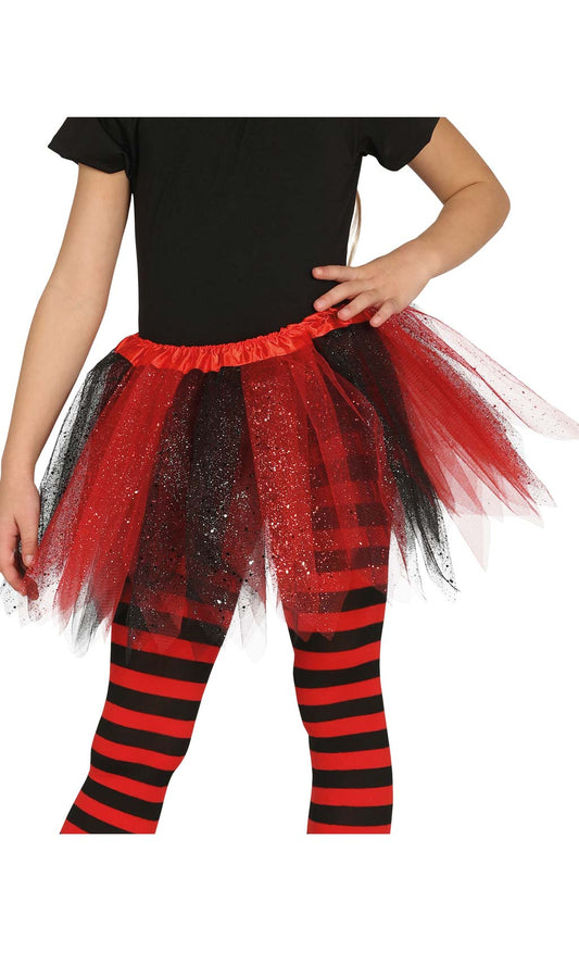 Tutu Vermelho e Preto Brilhante para criança